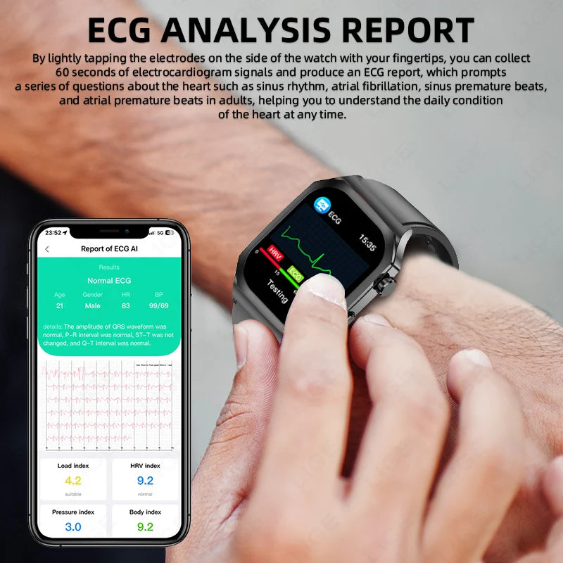 LIGE New AI Healthy Diagnose Smart Watch ECG PPG Blood Lipid Uric Acid Bluetooth Call Blood Pressure Health Smartwatch Men Women