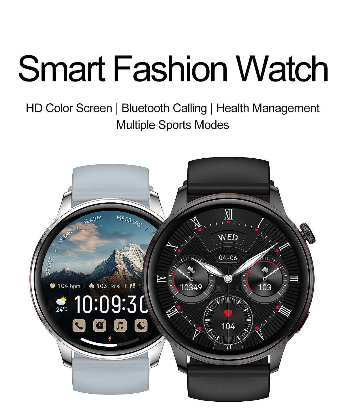 Active Smart Fit Voice Watch — Voice Assistant, BT Call, Music & Multi-Menu