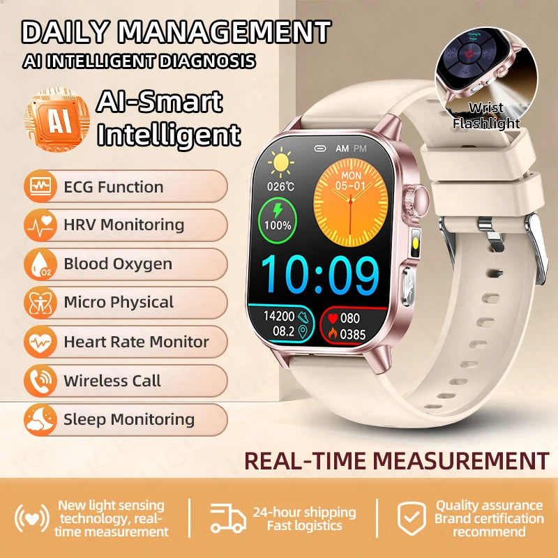 New ECG+PPG Smart Watch Women BT Call Heart Rate Blood lipid Uric acid AI Health Blood Pressure Monitor Watches Sport Smartwatch