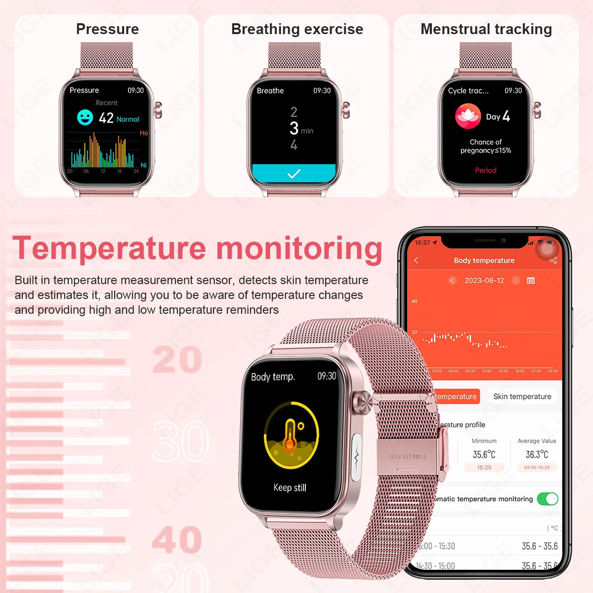 LIGE 2026 New ECG+PPG Healthy Diagnose Smart Watch Body Analysis Blood Pressure Lipid Uric Acid Women's Health Smartwatch Men