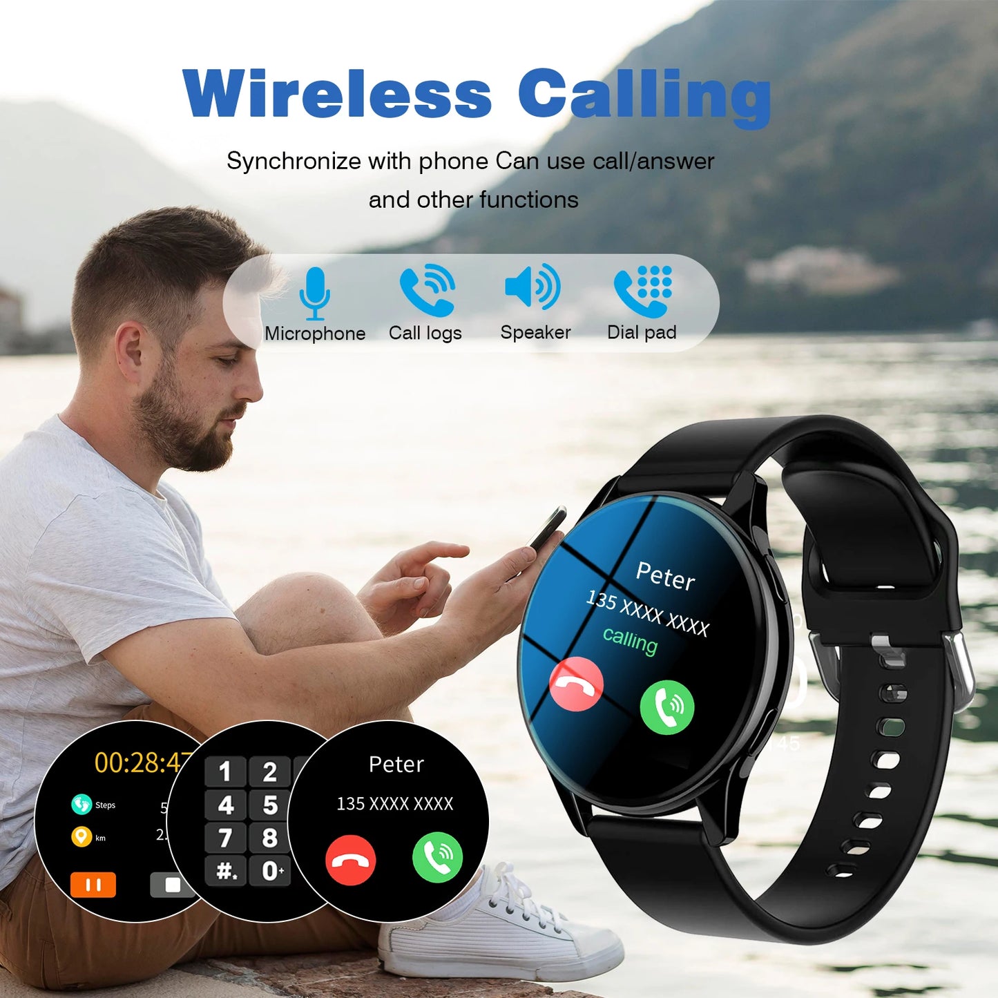 Active Smart Fit Sport Watch — Phone Call, Music Control & Interchangeable Band