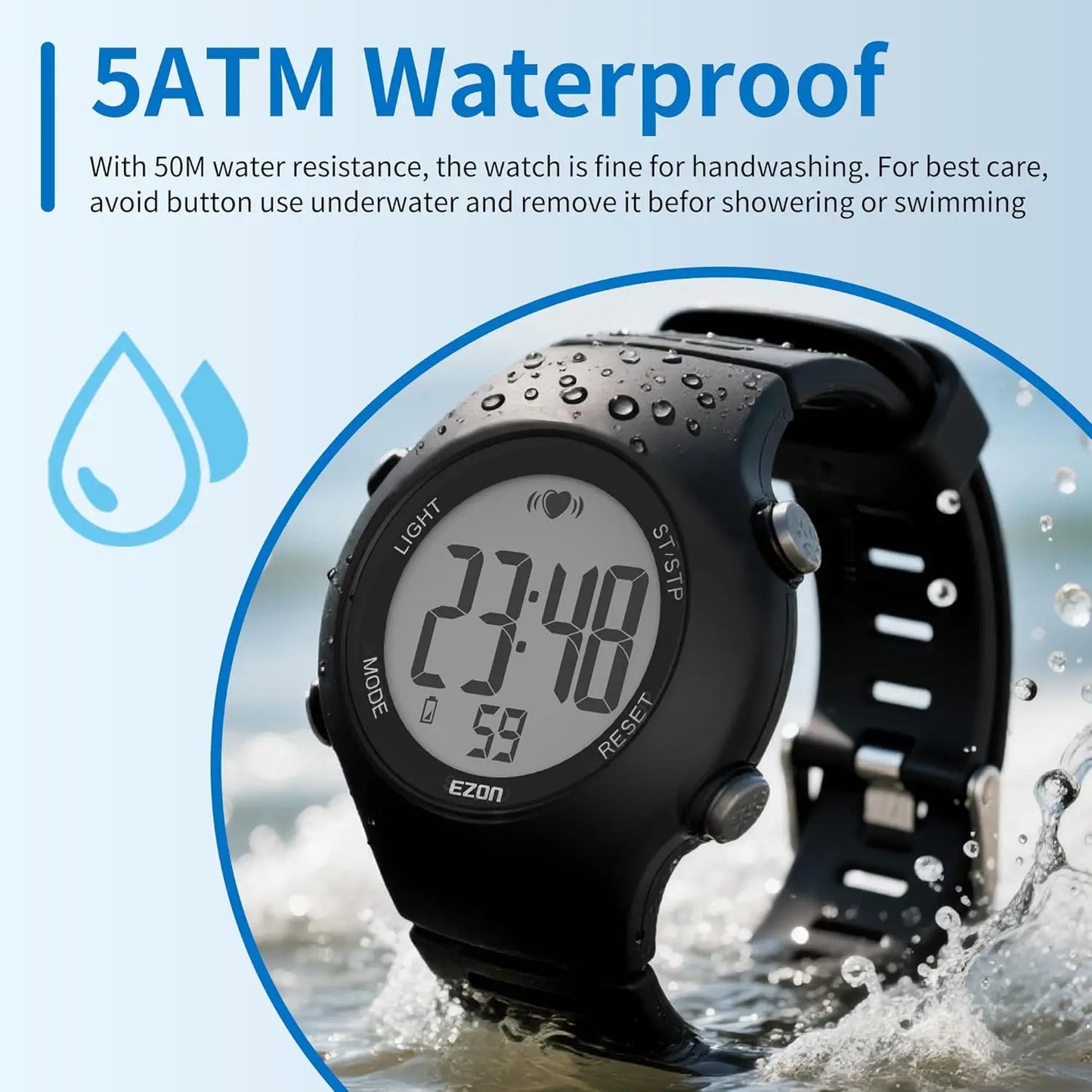 Sports Heart Rate Monitor Watch — Chest Strap Included