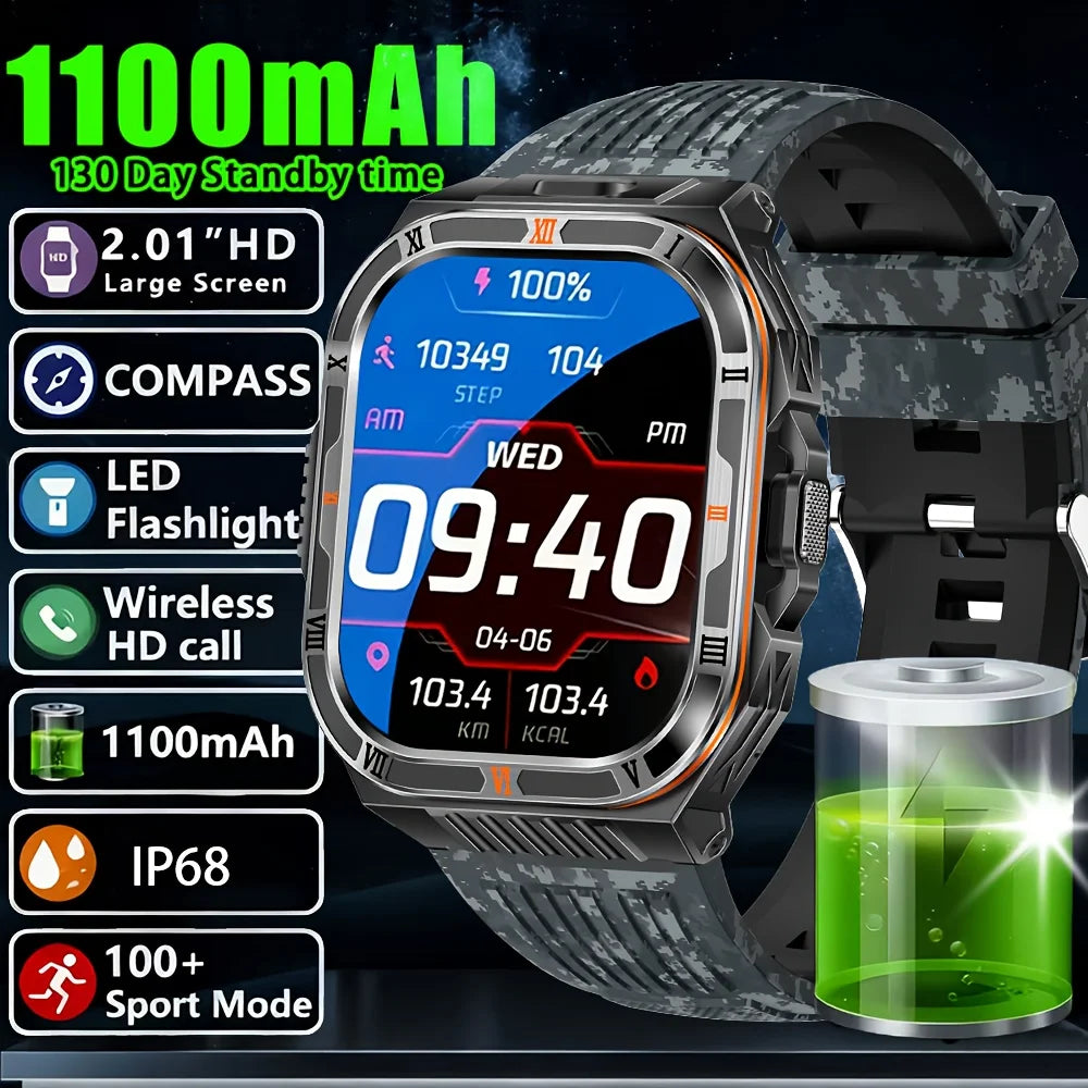 Active Smart Fit Endurance Watch — 2.01" HD, Bluetooth Call, Waterproof & 1100mAh Battery