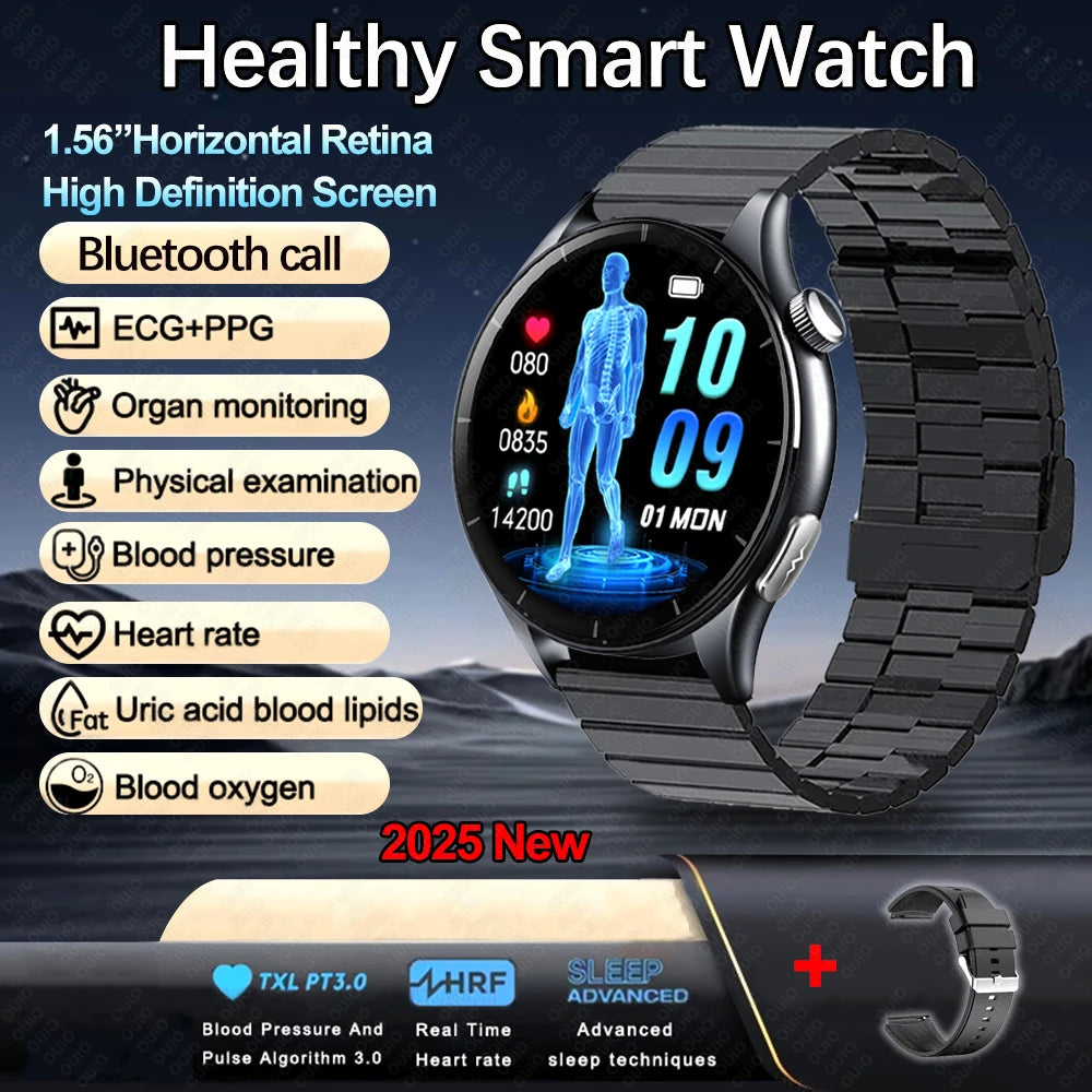 New Healthy Smart Watch ECG Detection Lipids Uric Acid Blood Oxygen Blood Pressure Men NFC Sleep Sport Clock BT Call Smart Watch