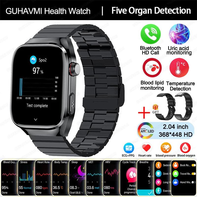 2025 New ECG Smart Watch Women BT Call Heart Rate Blood lipids Uric acid Health Monit Watches AI Voice 650mAh Sports Smartwatch