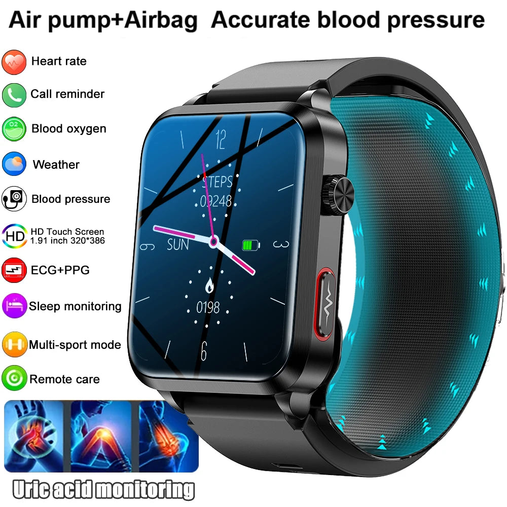 2025 New Smart Watch air Pump ECG True Accurately Blood Pressure Airbag health watch Uric Acid Blood Lipids waterproof watch men