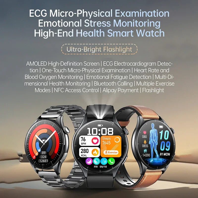 New Healthy Smart Watch ECG Detection Lipids Uric Acid Blood Oxygen Blood Pressure Men NFC Sleep Sport Clock BT Call Smart Watch