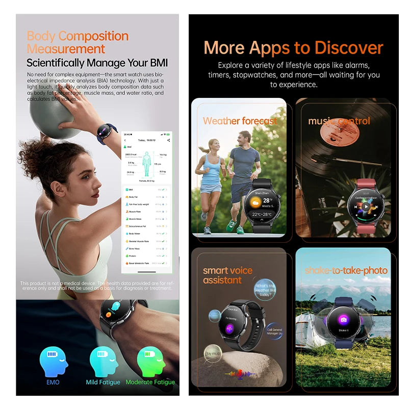 New Healthy Smart Watch ECG Detection Lipids Uric Acid Blood Oxygen Blood Pressure Men NFC Sleep Sport Clock BT Call Smart Watch