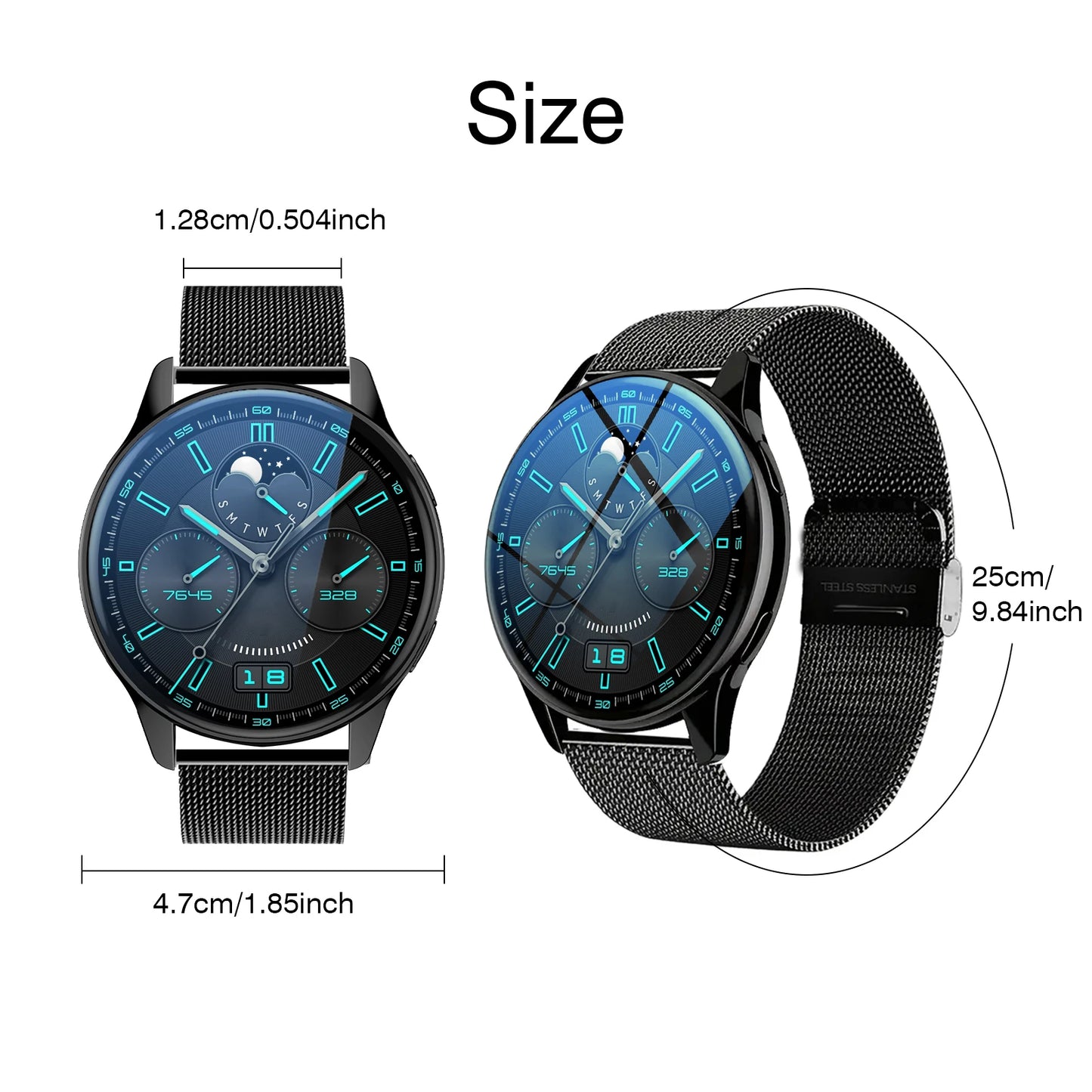 Active Smart Fit Sport Watch — Phone Call, Music Control & Interchangeable Band