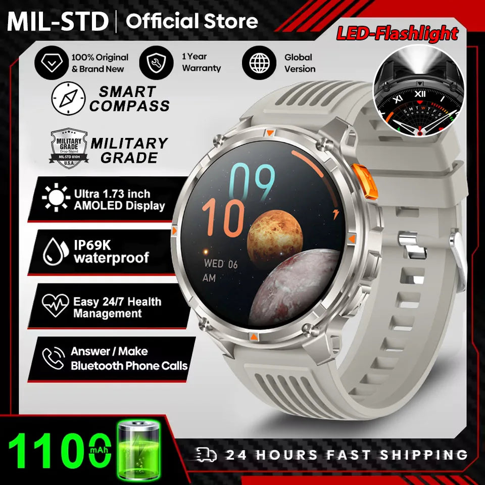 Active Smart Fit T-Rex Ultra Watch — GPS, Compass, 1100mAh & IP69K Military Grade