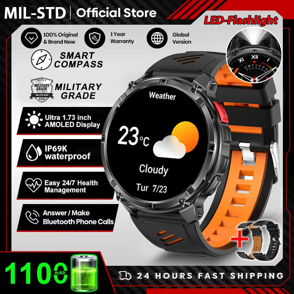 Active Smart Fit T-Rex Ultra Watch — GPS, Compass, 1100mAh & IP69K Military Grade
