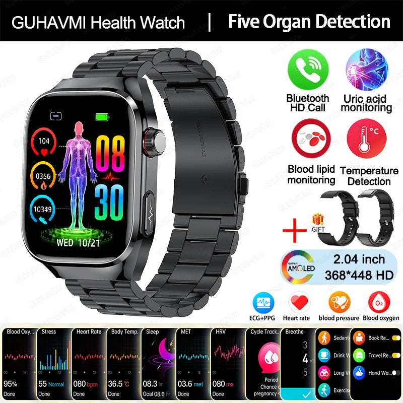 2025 New ECG Smart Watch Women BT Call Heart Rate Blood lipids Uric acid Health Monit Watches AI Voice 650mAh Sports Smartwatch