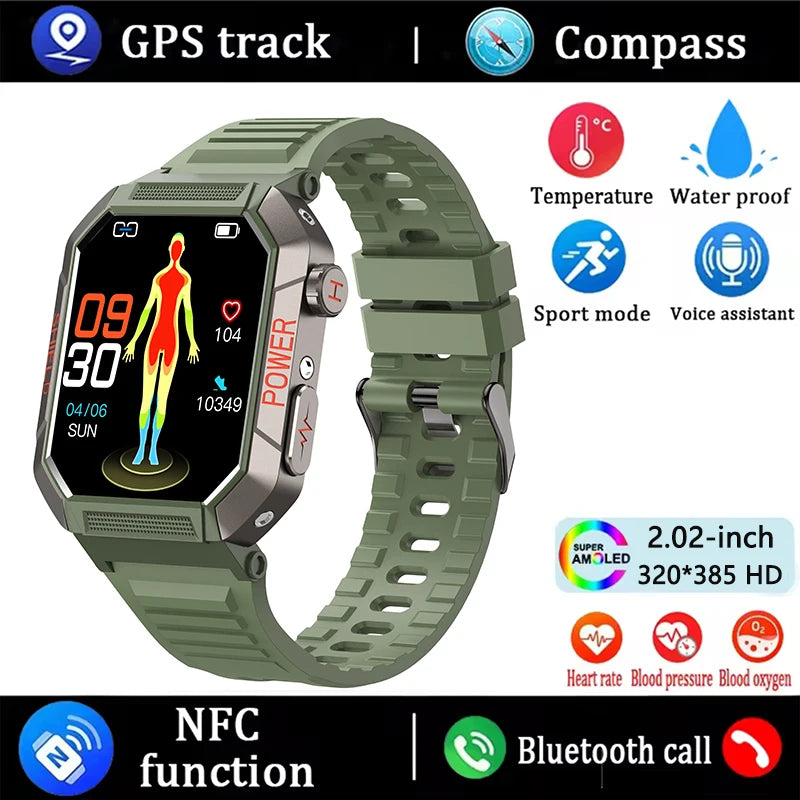 2026 Health Smart Watch ECG+PPG Heart Rate Blood Oxygen blood Pressure Monitoring IP68 Bluetooth Call GPS Trajectory Smartwatch