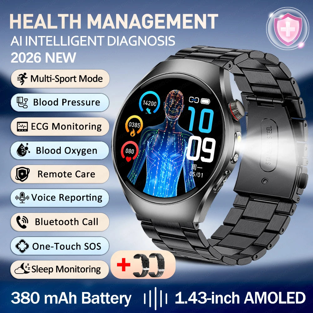 New ECG Smart Watch Micro Physical Examination Uric Acid Exercise Heart Rate Blood Pressure Blood Lipid BT Call Health Watch