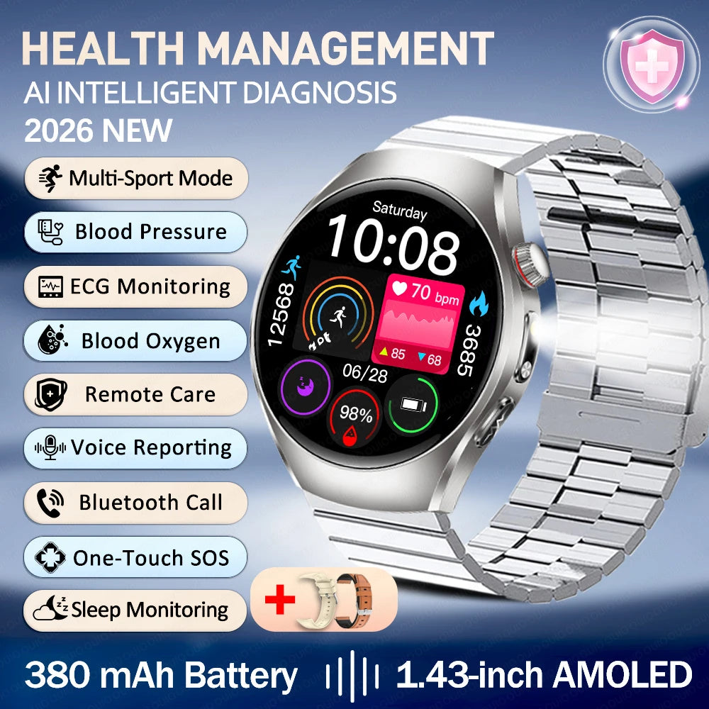 New ECG Smart Watch Micro Physical Examination Uric Acid Exercise Heart Rate Blood Pressure Blood Lipid BT Call Health Watch