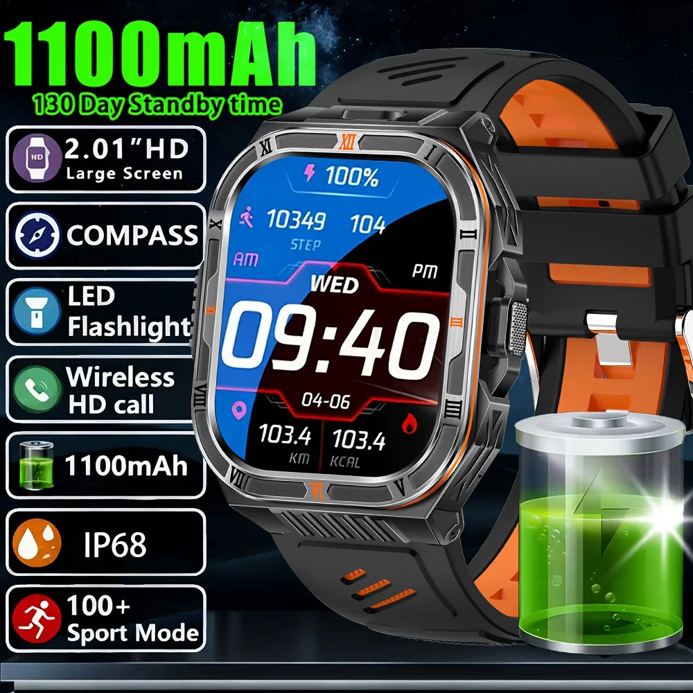 Active Smart Fit Endurance Watch — 2.01" HD, Bluetooth Call, Waterproof & 1100mAh Battery