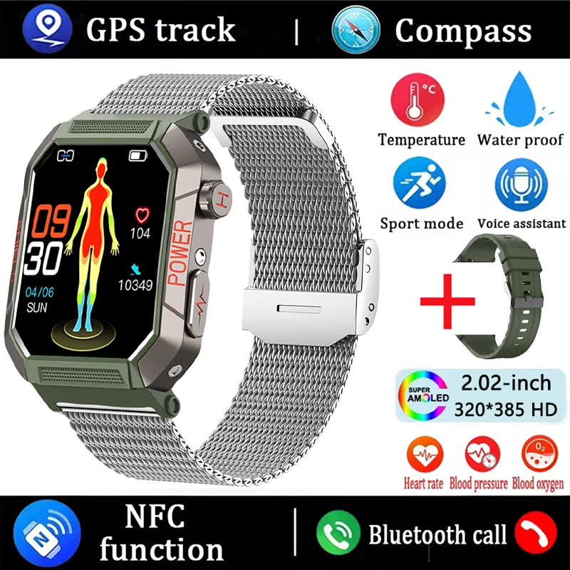 2026 Health Smart Watch ECG+PPG Heart Rate Blood Oxygen blood Pressure Monitoring IP68 Bluetooth Call GPS Trajectory Smartwatch