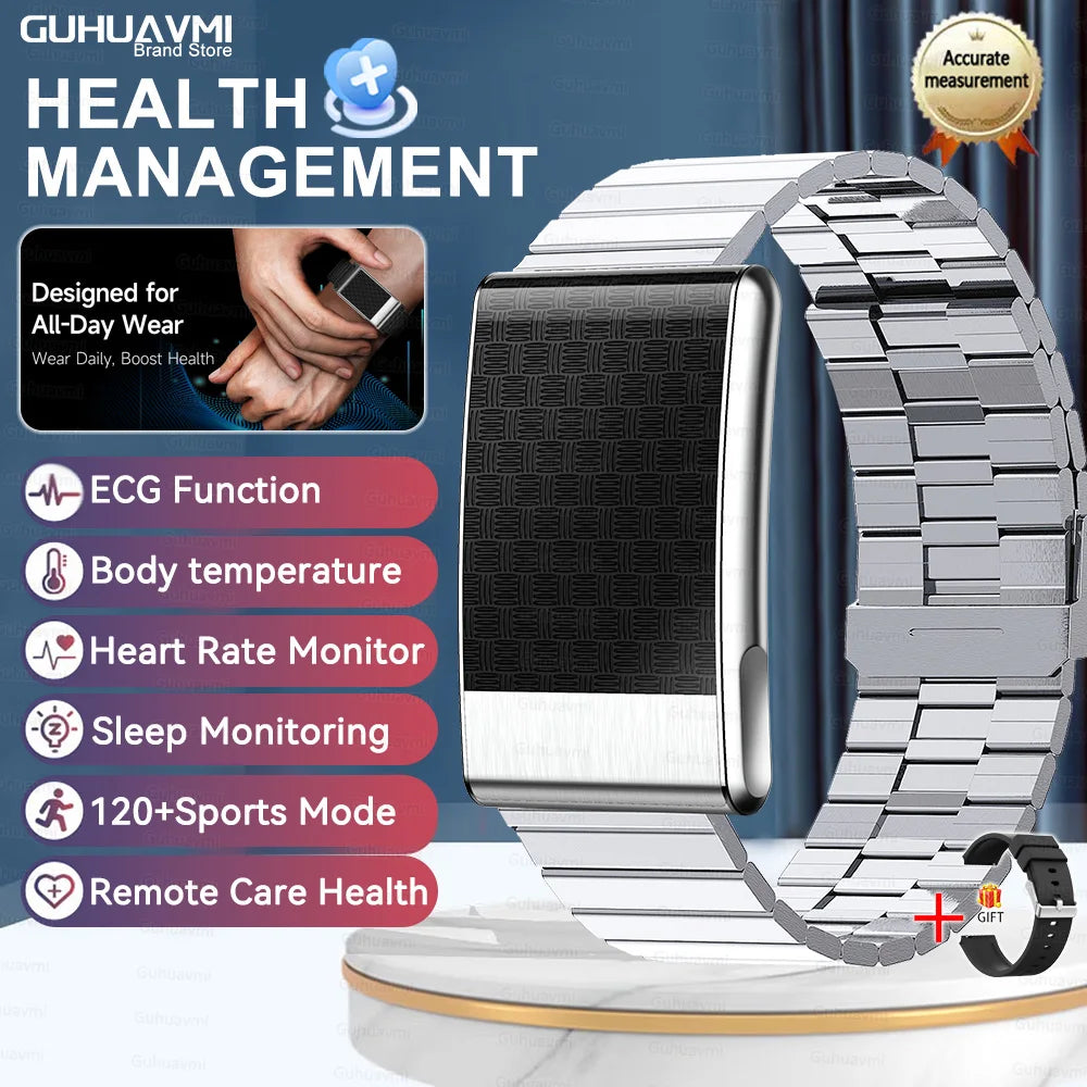 Men's ECG Health Smart Watch BMI Body Fat Measure Blood Lipids Uric Acid 120+ Sports Mode Screenless Smart Bracelet Women Gifts