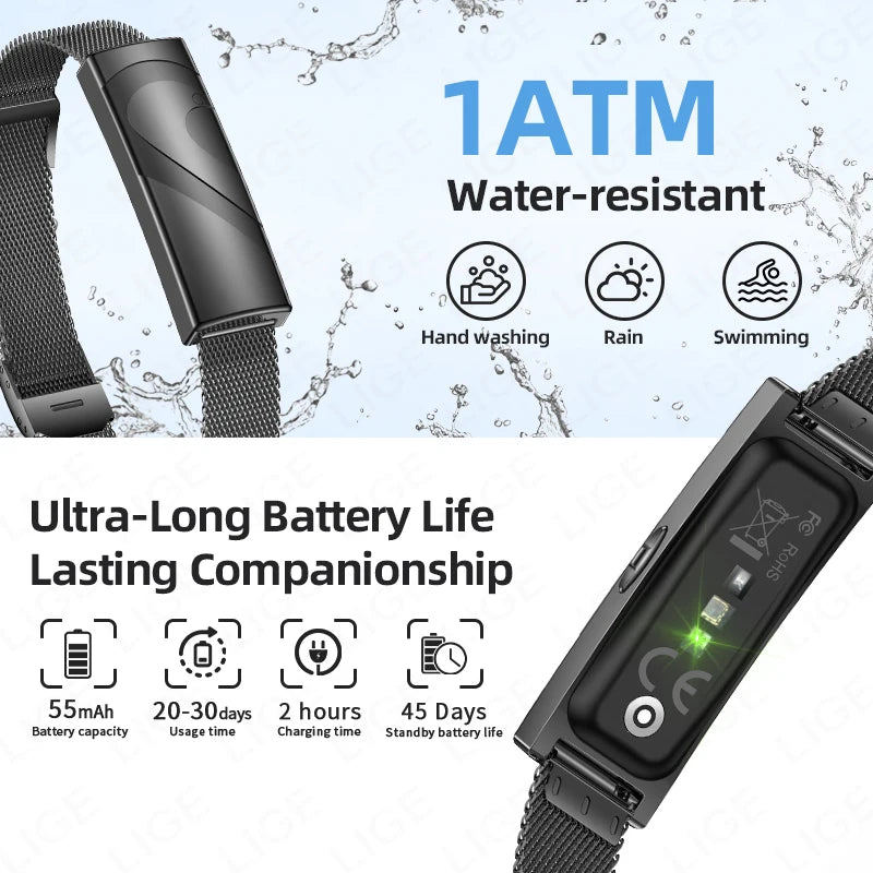 Active Smart Fit LIGE Couple Band — Real-time Health Monitor, Fitness Tracker & Waterproof