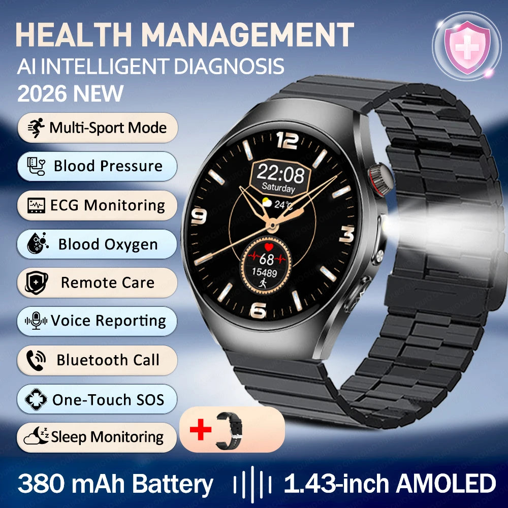 New ECG Smart Watch Micro Physical Examination Uric Acid Exercise Heart Rate Blood Pressure Blood Lipid BT Call Health Watch