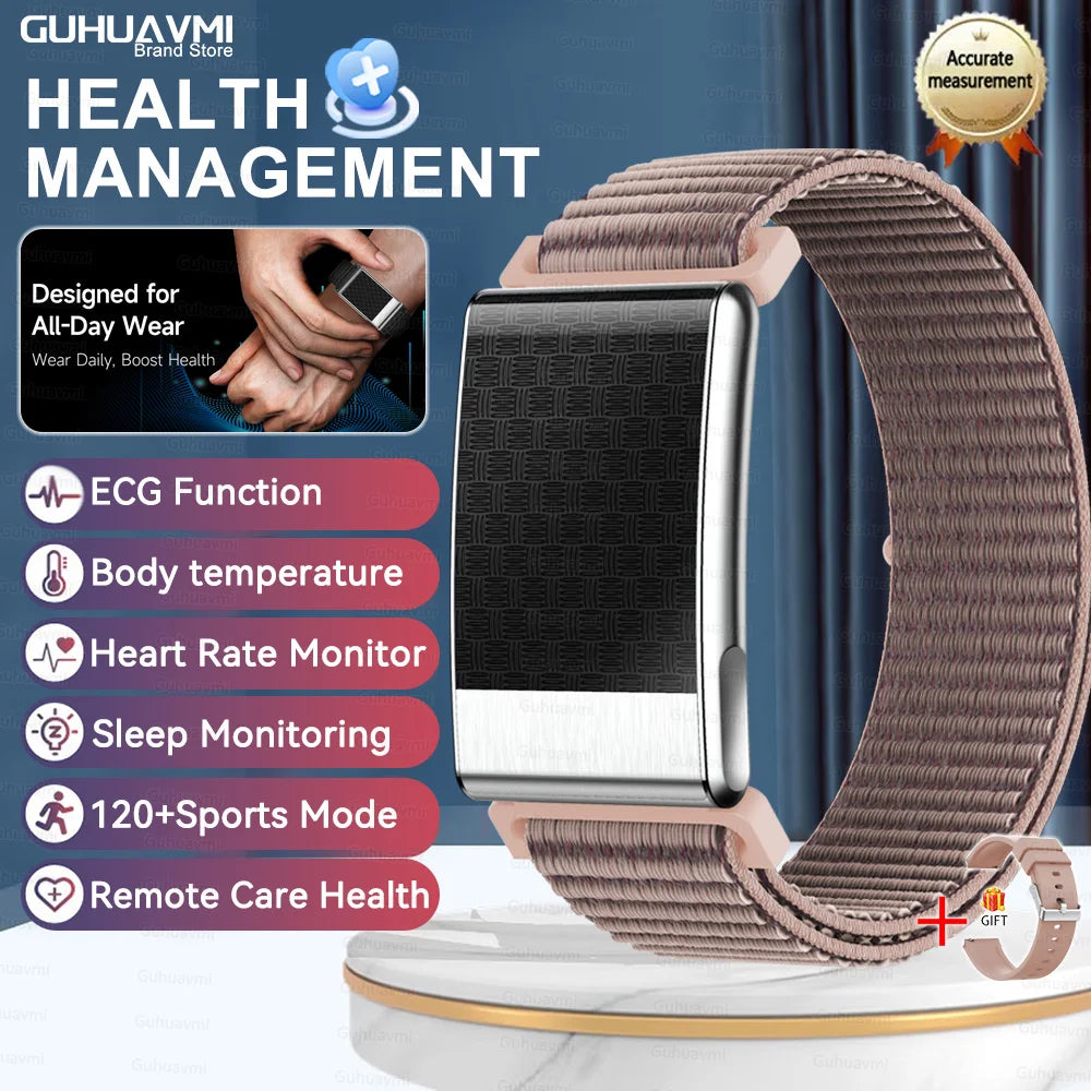 Men's ECG Health Smart Watch BMI Body Fat Measure Blood Lipids Uric Acid 120+ Sports Mode Screenless Smart Bracelet Women Gifts