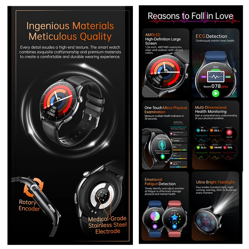New Healthy Smart Watch ECG Detection Lipids Uric Acid Blood Oxygen Blood Pressure Men NFC Sleep Sport Clock BT Call Smart Watch