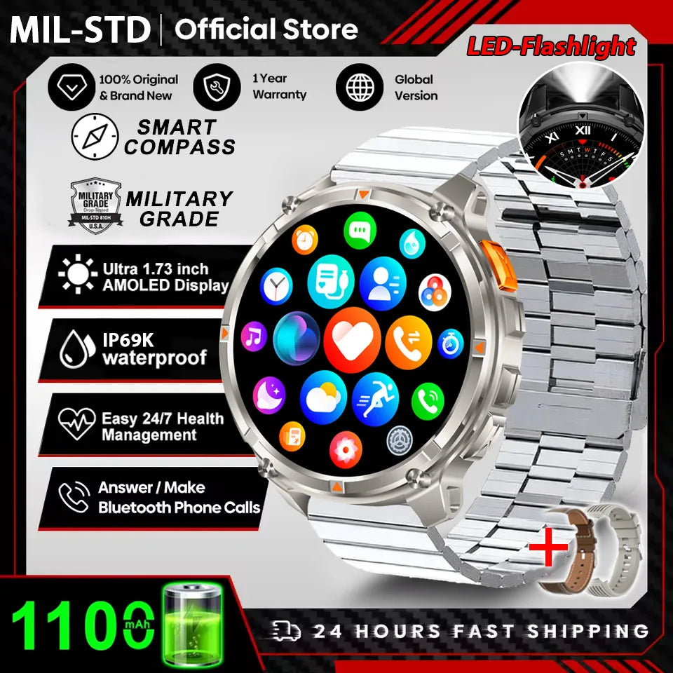Active Smart Fit T-Rex Ultra Watch — GPS, Compass, 1100mAh & IP69K Military Grade
