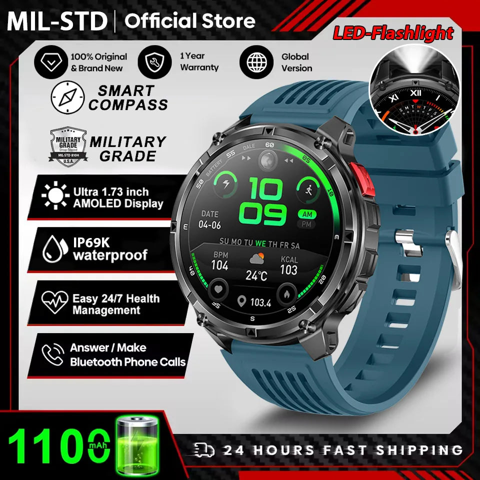 Active Smart Fit T-Rex Ultra Watch — GPS, Compass, 1100mAh & IP69K Military Grade