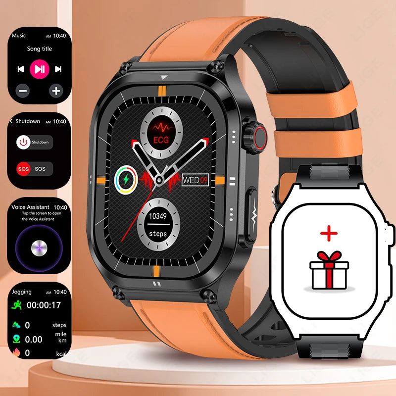LIGE ECG+PPG Smart Watch Blood Lipid Uric Acid AI Diagnostic Detector Body Temperature Health Monitor Smartwatch Men Women New