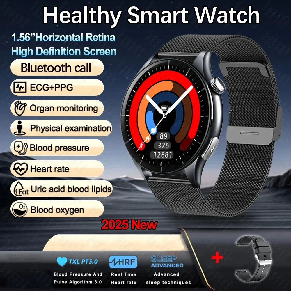 New Healthy Smart Watch ECG Detection Lipids Uric Acid Blood Oxygen Blood Pressure Men NFC Sleep Sport Clock BT Call Smart Watch
