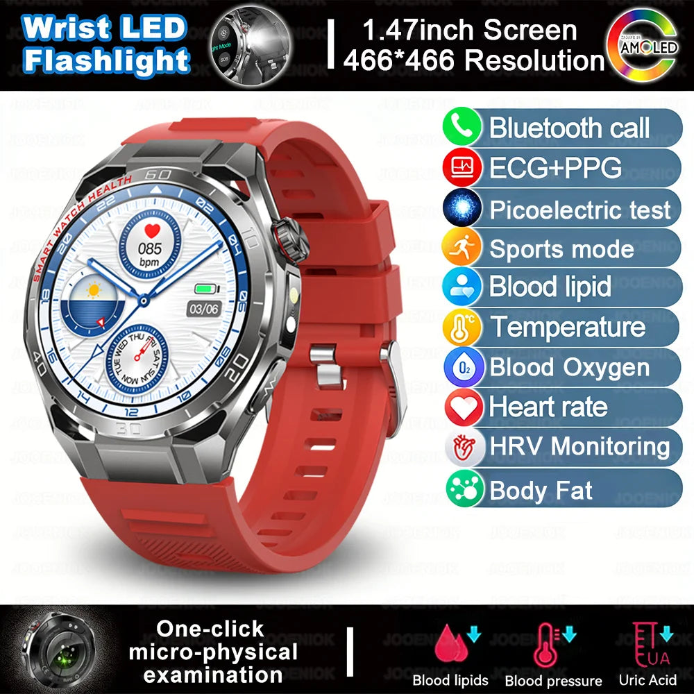 ECG+PPG Smart Watch Men Blood Pressure Uric Acid Blood Fat BT HD Call Health Sports Waterproof Smartwatch Women For Android IOS