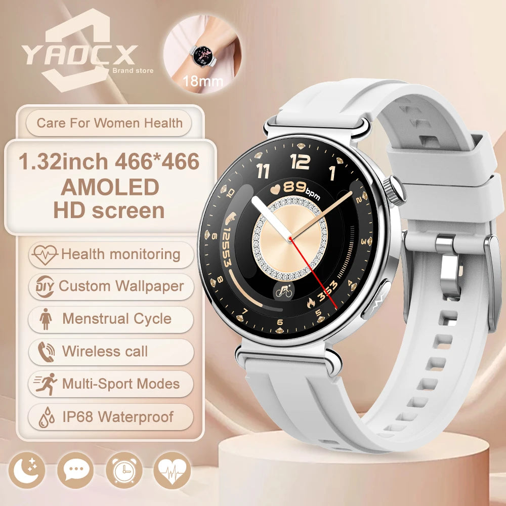 New Women's Smart Watch ECG Health Monitoring Blood Pressure Blood Oxygen Sports SOS Voice Assistant IP68 Waterproof Smart Watch
