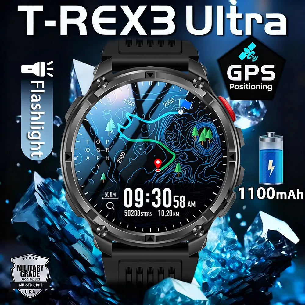 Active Smart Fit T-Rex Ultra Watch — GPS, Compass, 1100mAh & IP69K Military Grade