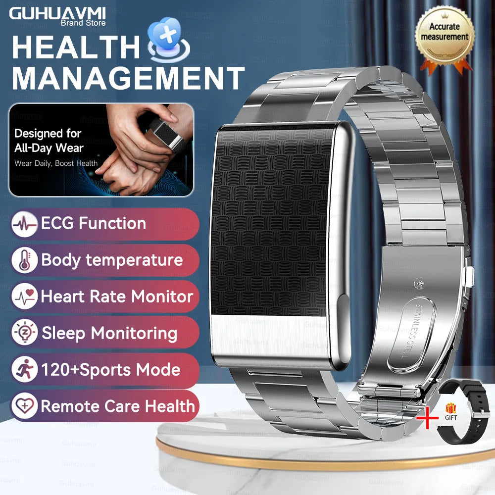 Men's ECG Health Smart Watch BMI Body Fat Measure Blood Lipids Uric Acid 120+ Sports Mode Screenless Smart Bracelet Women Gifts