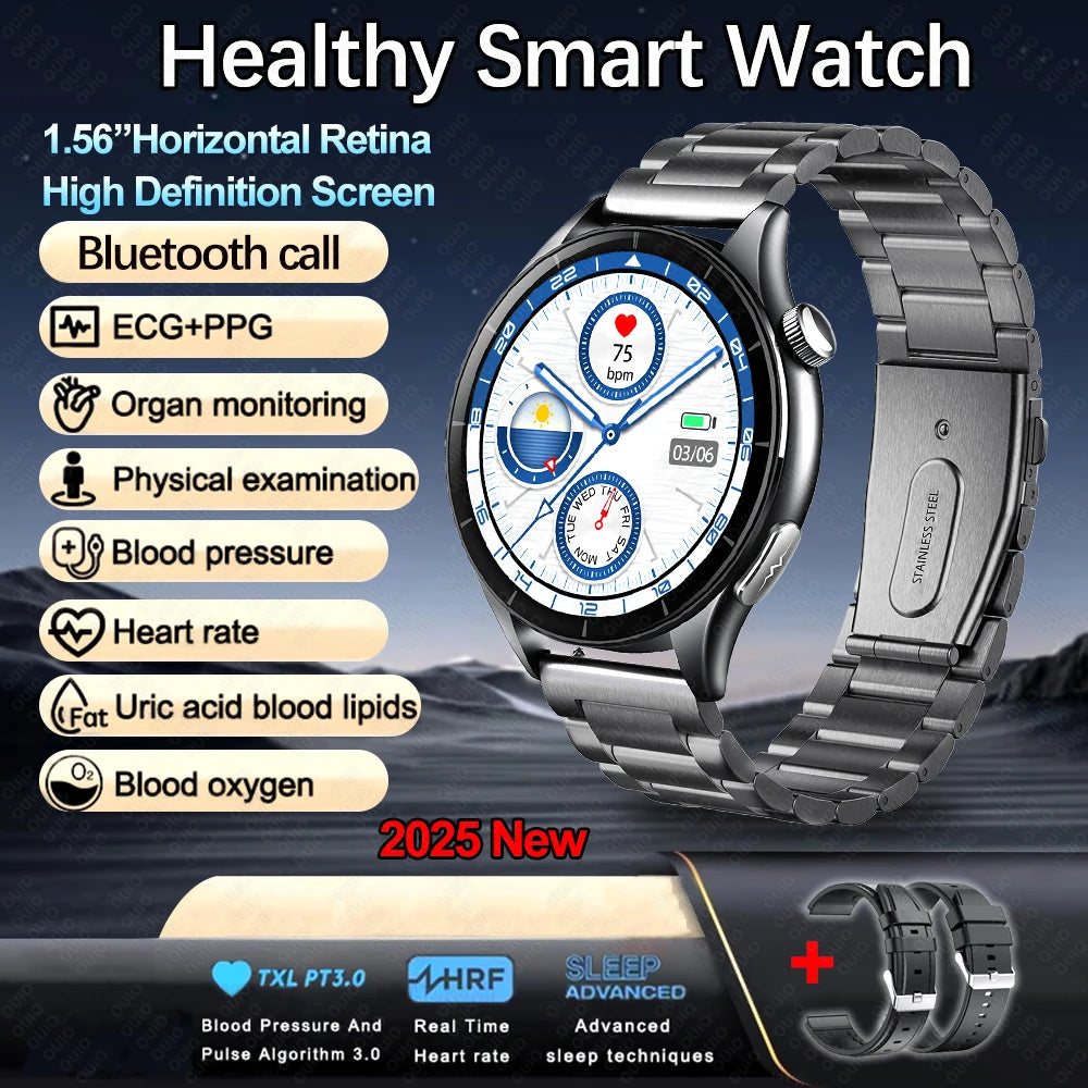 New Healthy Smart Watch ECG Detection Lipids Uric Acid Blood Oxygen Blood Pressure Men NFC Sleep Sport Clock BT Call Smart Watch
