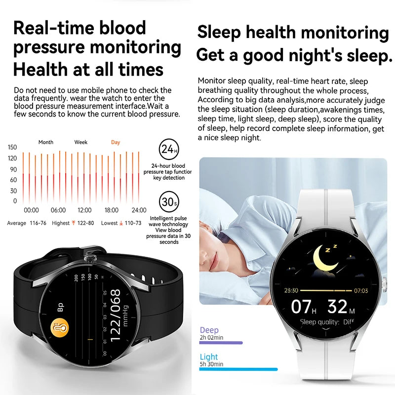 New Health Smart Watch ECG+PPG Heart Rate Blood Oxygen Blood Pressure Monitoring Bluetooth Call IP68 Men And Women Smartwatches