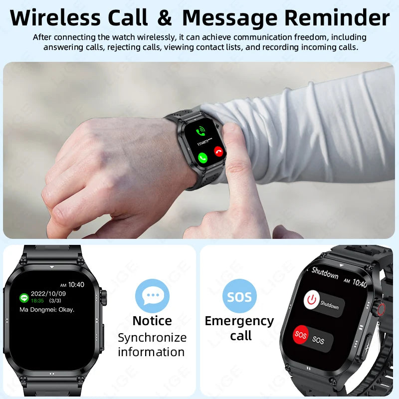 LIGE ECG+PPG Smart Watch Blood Lipid Uric Acid AI Diagnostic Detector Body Temperature Health Monitor Smartwatch Men Women New