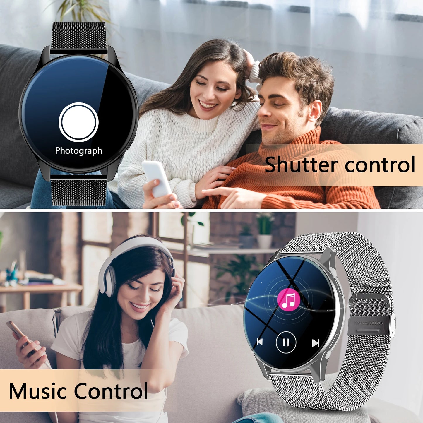 Active Smart Fit Sport Watch — Phone Call, Music Control & Interchangeable Band