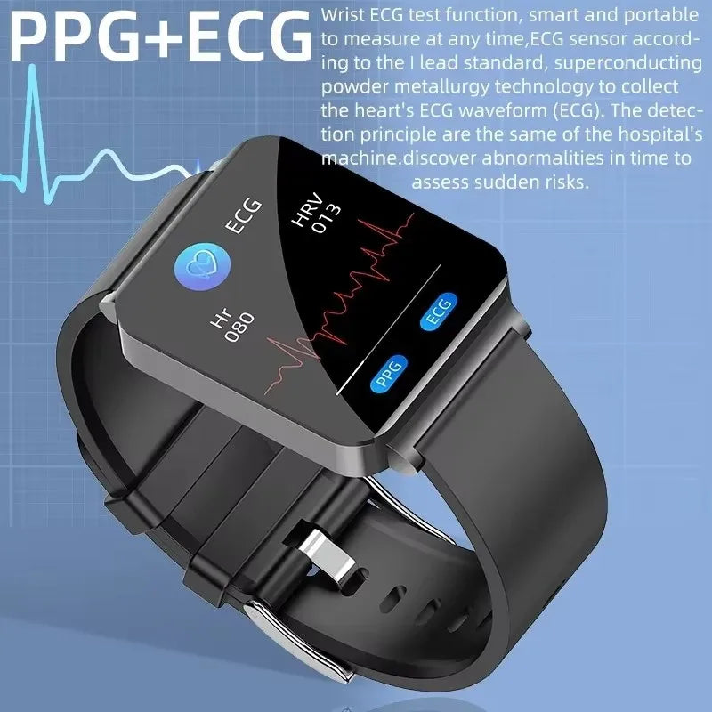 New ECG Heart Rate Smart Watch Men HD AMOLED Screen Sport Watches Uric Acid Blood Pressure Blood Lipid Health Smartwatch Women