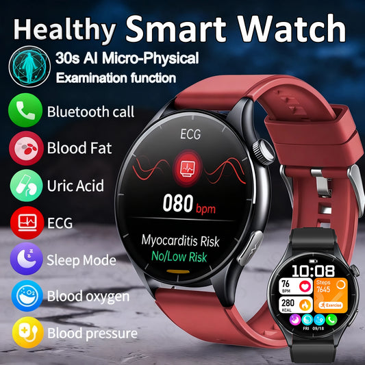 New Healthy Smart Watch ECG Detection Lipids Uric Acid Blood Oxygen Blood Pressure Men NFC Sleep Sport Clock BT Call Smart Watch