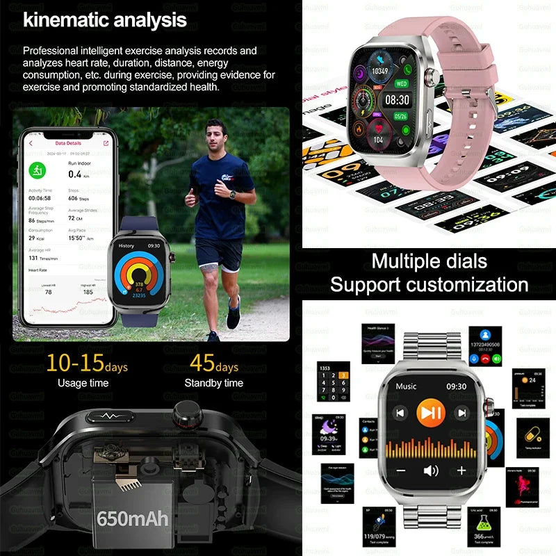 2025 New ECG Smart Watch Women BT Call Heart Rate Blood lipids Uric acid Health Monit Watches AI Voice 650mAh Sports Smartwatch