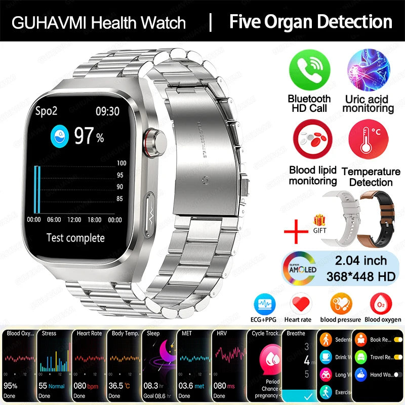 2025 New ECG Smart Watch Women BT Call Heart Rate Blood lipids Uric acid Health Monit Watches AI Voice 650mAh Sports Smartwatch