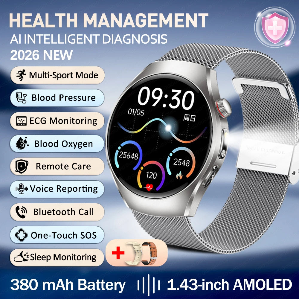 New ECG Smart Watch Micro Physical Examination Uric Acid Exercise Heart Rate Blood Pressure Blood Lipid BT Call Health Watch