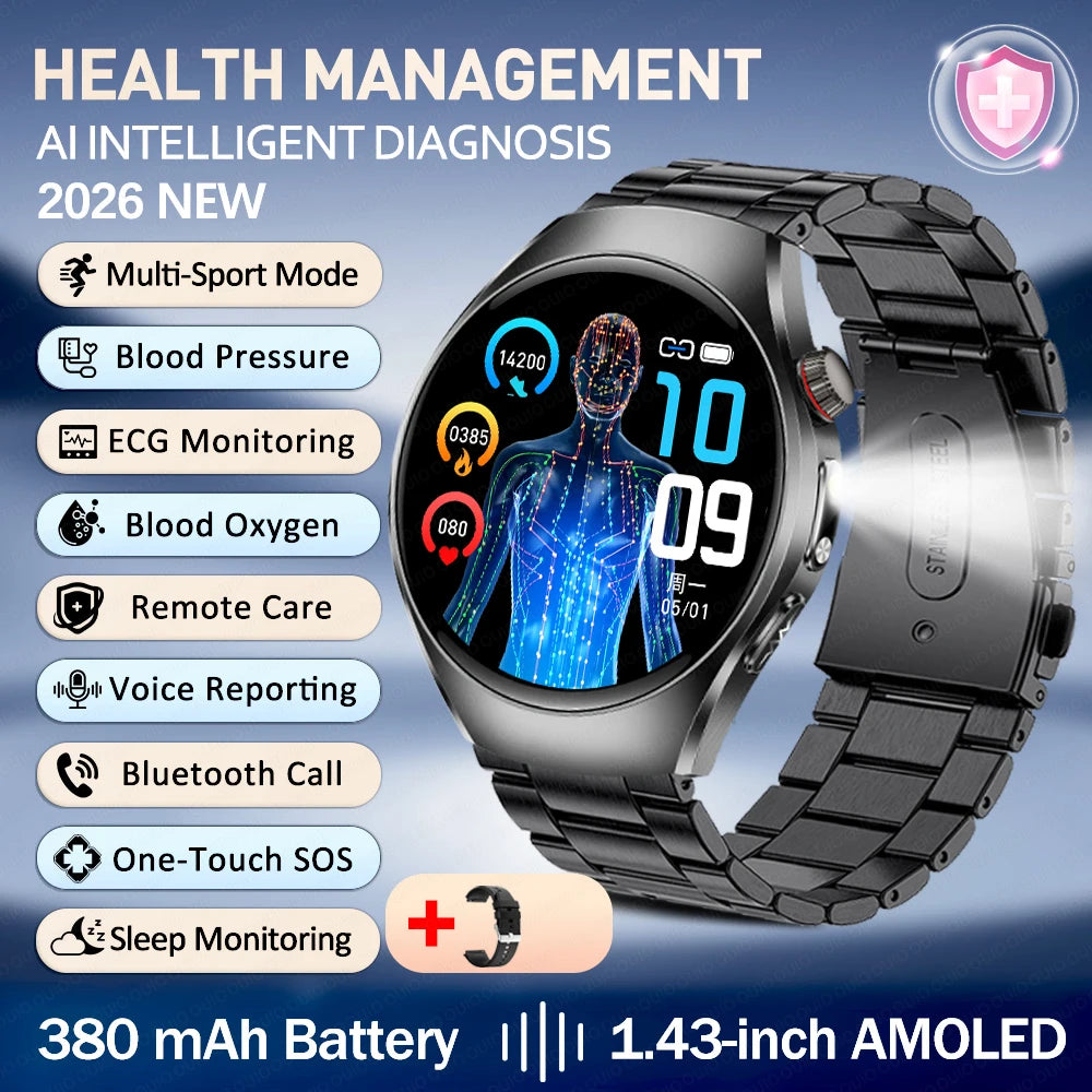 New ECG Smart Watch Micro Physical Examination Uric Acid Exercise Heart Rate Blood Pressure Blood Lipid BT Call Health Watch