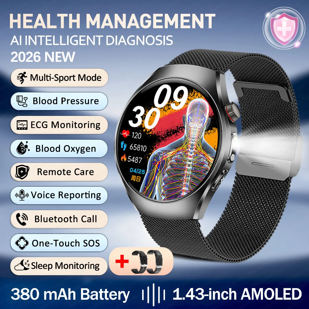 New ECG Smart Watch Micro Physical Examination Uric Acid Exercise Heart Rate Blood Pressure Blood Lipid BT Call Health Watch