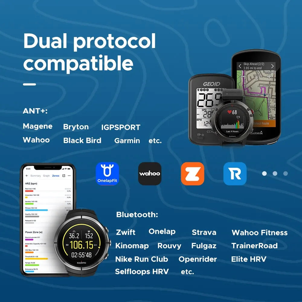 GEOID HS500 Heart Rate Chest Strap — ANT+ & Bluetooth