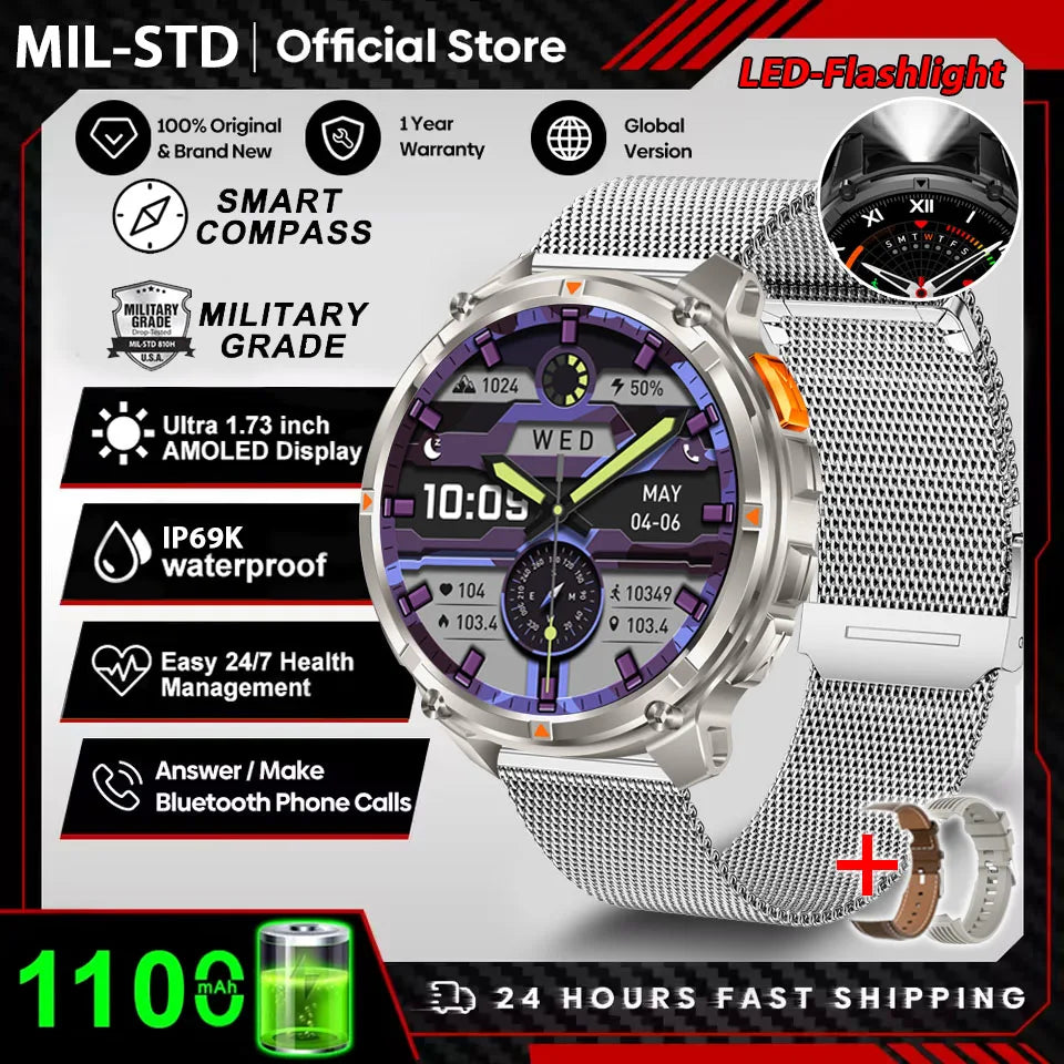 Active Smart Fit T-Rex Ultra Watch — GPS, Compass, 1100mAh & IP69K Military Grade
