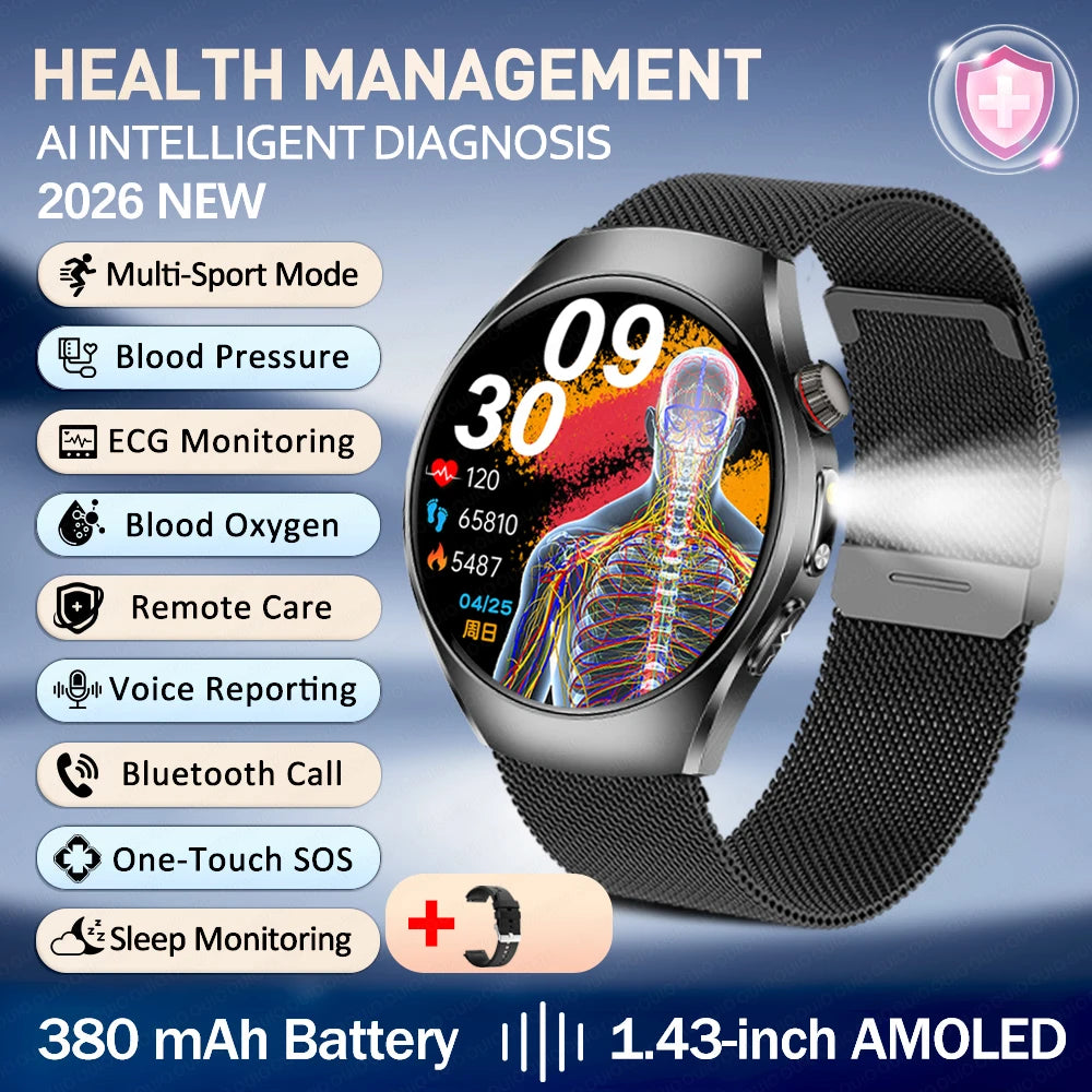 New ECG Smart Watch Micro Physical Examination Uric Acid Exercise Heart Rate Blood Pressure Blood Lipid BT Call Health Watch