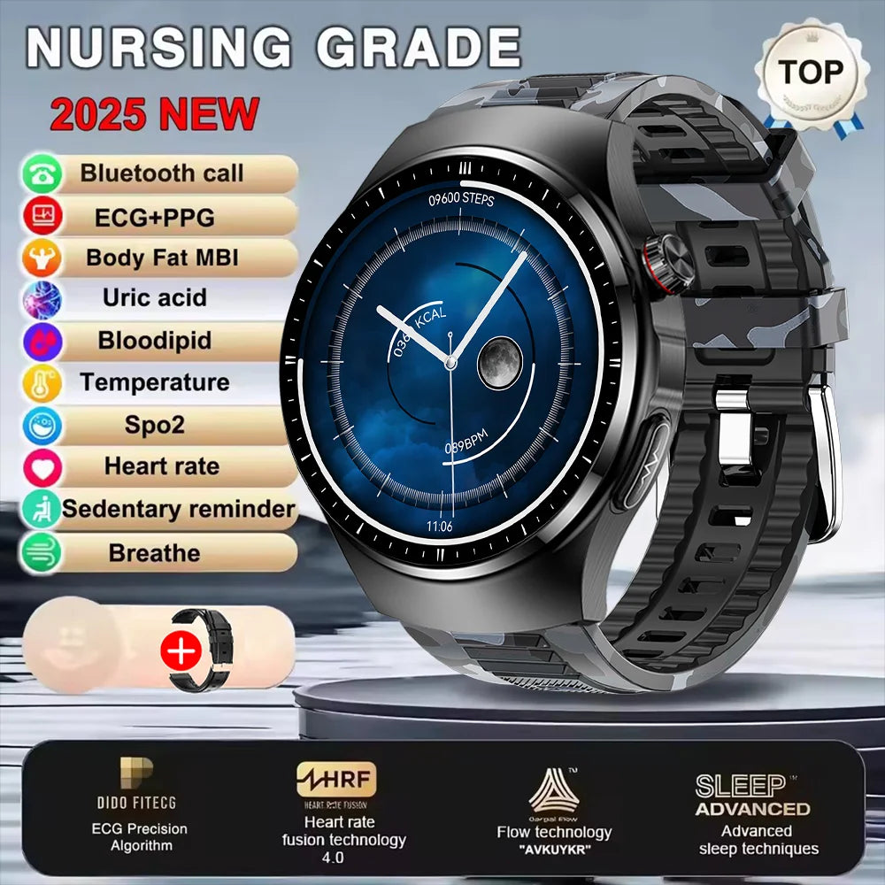New ECG+PPG Health Traker Smart Watch Blood Lipids Uric Acid Clock Blood pressure wireless Call Body Monitoring smartwatch