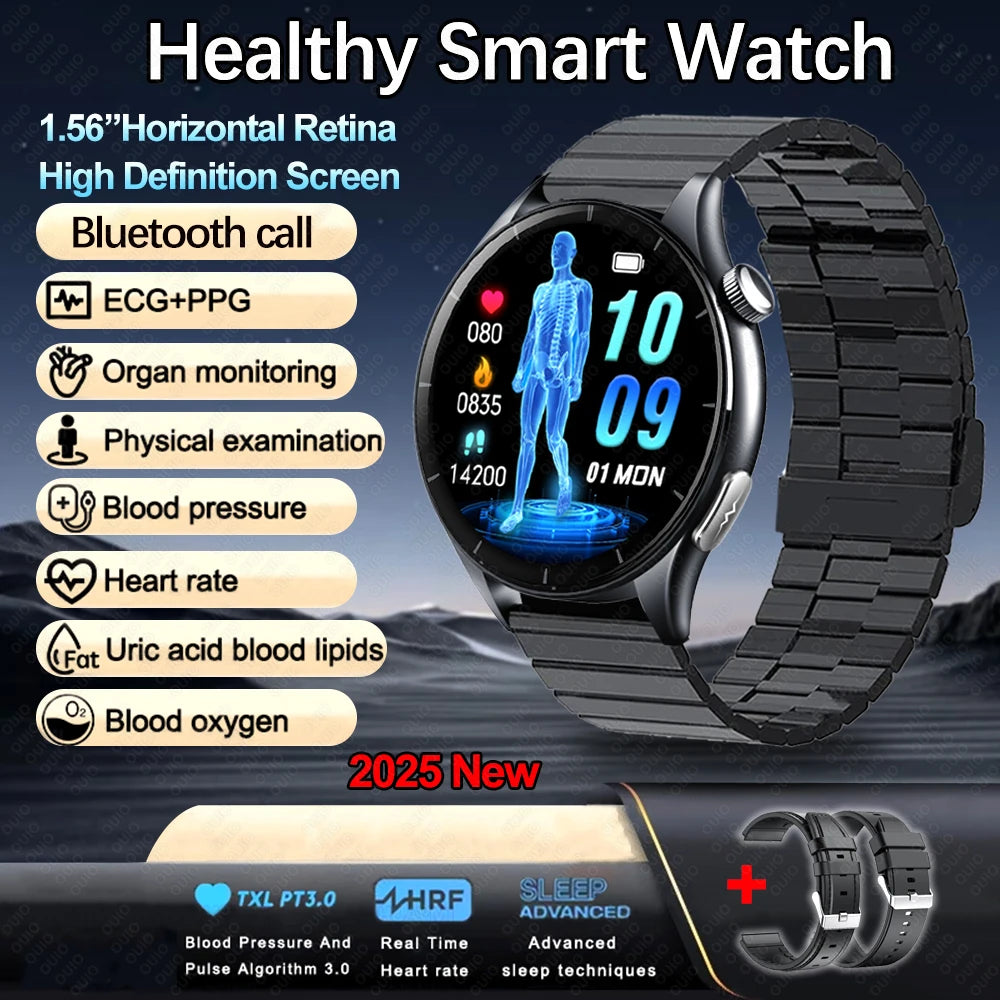 New Healthy Smart Watch ECG Detection Lipids Uric Acid Blood Oxygen Blood Pressure Men NFC Sleep Sport Clock BT Call Smart Watch